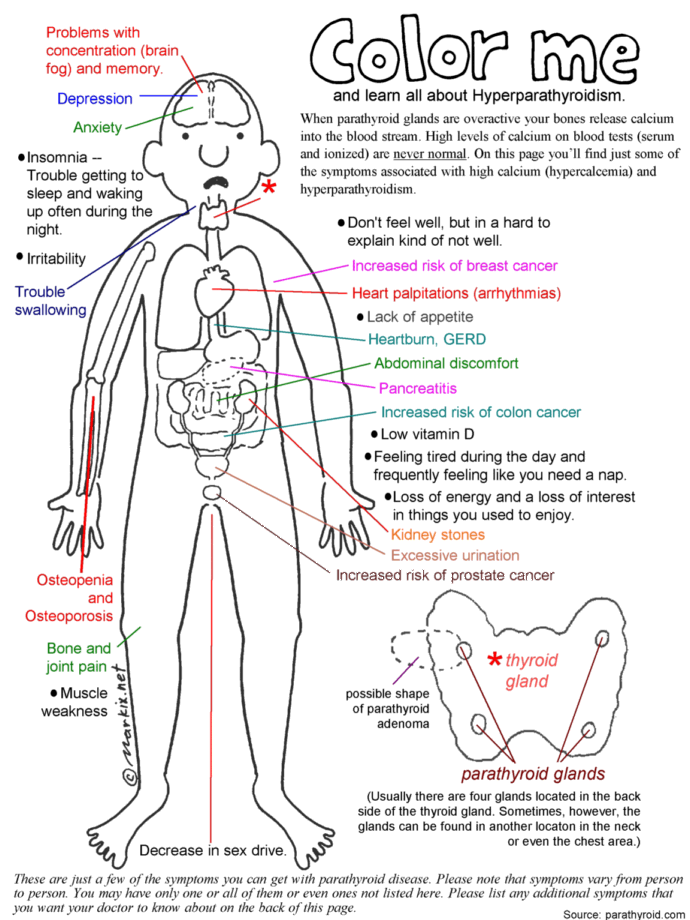 Cartoon Of Parathyroid Disease Symptoms And Hyperparathyroidism
